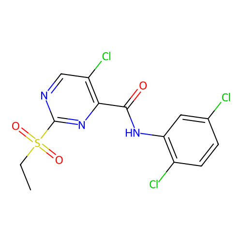 5-chloro-N-(2,5-dichlorophenyl)-2-ethylsulfonylpyrimidine-4-carboxamide structure