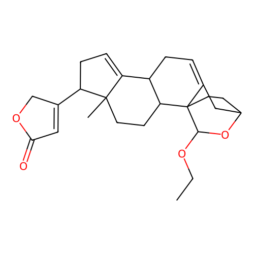 19-Ethoxy-3,19-epoxycarda-5,14,20(22)-trienolide structure