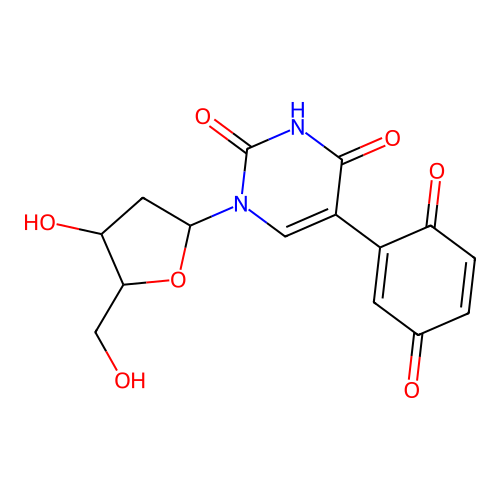 5-(3,6-dioxocyclohexa-1,4-dien-1-yl)-1-[4-hydroxy-5-(hydroxymethyl)oxolan-2-yl]pyrimidine-2,4-dione structure