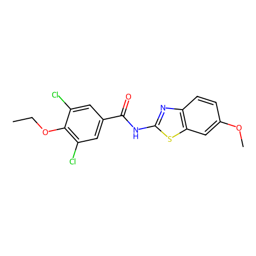 3,5-dichloro-4-ethoxy-N-(6-methoxy-1,3-benzothiazol-2-yl)benzamide structure