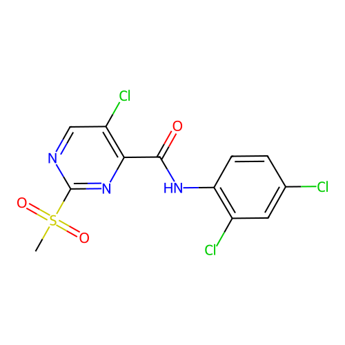 5-chloro-N-(2,4-dichlorophenyl)-2-methylsulfonylpyrimidine-4-carboxamide structure