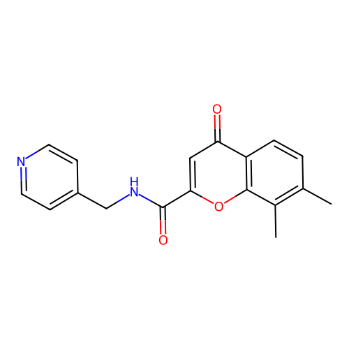 7,8-dimethyl-4-oxo-N-(pyridin-4-ylmethyl)-4H-chromene-2-carboxamide structure