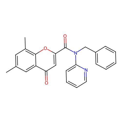 N-benzyl-6,8-dimethyl-4-oxo-N-(pyridin-2-yl)-4H-chromene-2-carboxamide structure