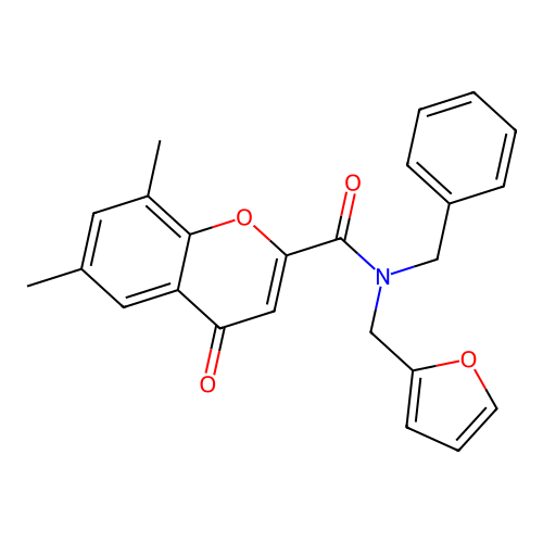 N-benzyl-N-(furan-2-ylmethyl)-6,8-dimethyl-4-oxo-4H-chromene-2-carboxamide structure