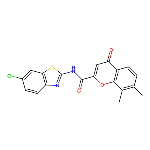 N-(6-chloro-1,3-benzothiazol-2-yl)-7,8-dimethyl-4-oxo-4H-chromene-2-carboxamide structure