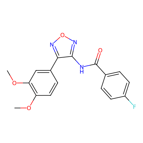 N-[4-(3,4-dimethoxyphenyl)-1,2,5-oxadiazol-3-yl]-4-fluorobenzamide structure