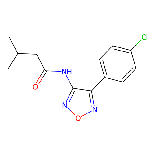 N-[4-(4-chlorophenyl)-1,2,5-oxadiazol-3-yl]-3-methylbutanamide structure