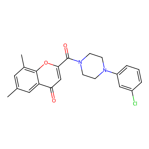 2-{[4-(3-chlorophenyl)piperazin-1-yl]carbonyl}-6,8-dimethyl-4H-chromen-4-one structure