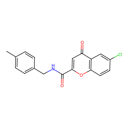 6-chloro-N-(4-methylbenzyl)-4-oxo-4H-chromene-2-carboxamide structure