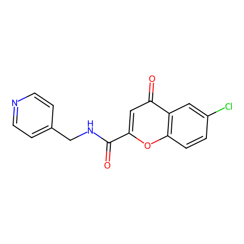 6-chloro-4-oxo-N-(pyridin-4-ylmethyl)-4H-chromene-2-carboxamide structure