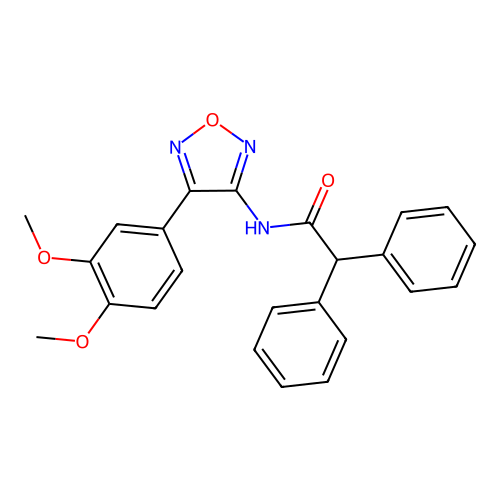 N-[4-(3,4-dimethoxyphenyl)-1,2,5-oxadiazol-3-yl]-2,2-diphenylacetamide structure
