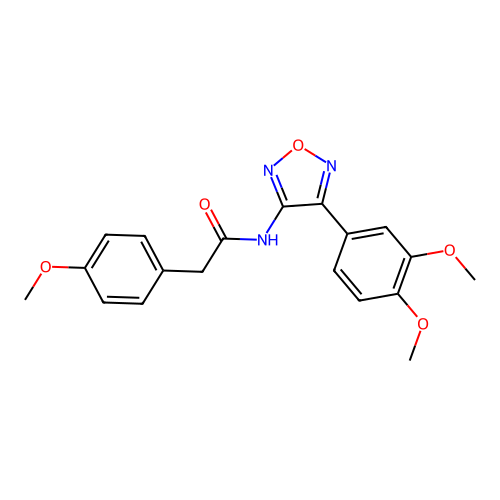 N-[4-(3,4-dimethoxyphenyl)-1,2,5-oxadiazol-3-yl]-2-(4-methoxyphenyl)acetamide structure