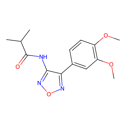 N-[4-(3,4-dimethoxyphenyl)-1,2,5-oxadiazol-3-yl]-2-methylpropanamide structure