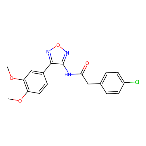 2-(4-chlorophenyl)-N-[4-(3,4-dimethoxyphenyl)-1,2,5-oxadiazol-3-yl]acetamide structure