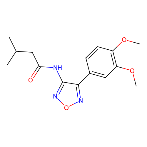 N-[4-(3,4-dimethoxyphenyl)-1,2,5-oxadiazol-3-yl]-3-methylbutanamide structure