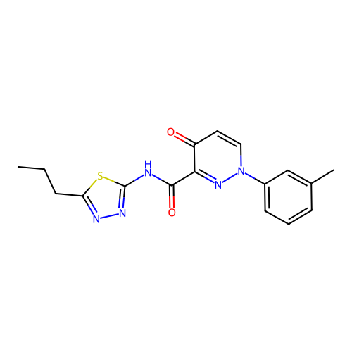 1-(3-methylphenyl)-4-oxo-N-(5-propyl-1,3,4-thiadiazol-2-yl)-1,4-dihydropyridazine-3-carboxamide structure