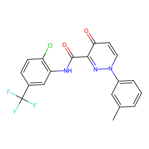 N-[2-chloro-5-(trifluoromethyl)phenyl]-1-(3-methylphenyl)-4-oxo-1,4-dihydropyridazine-3-carboxamide structure