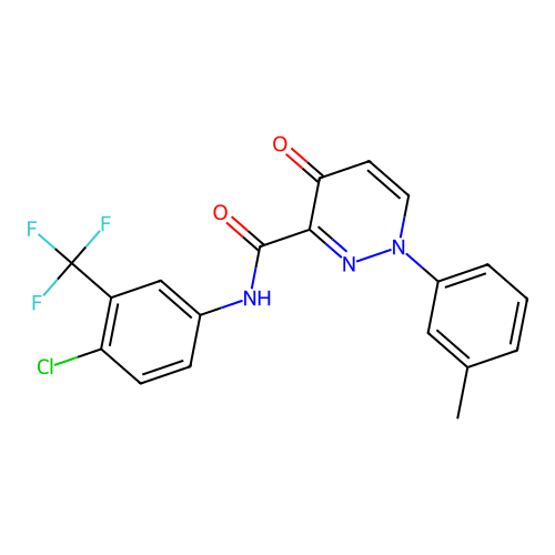 N-[4-chloro-3-(trifluoromethyl)phenyl]-1-(3-methylphenyl)-4-oxo-1,4-dihydropyridazine-3-carboxamide structure