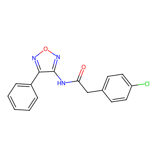 2-(4-chlorophenyl)-N-(4-phenyl-1,2,5-oxadiazol-3-yl)acetamide structure