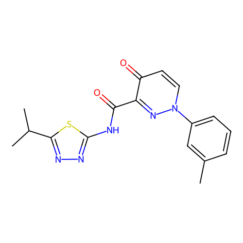 1-(3-methylphenyl)-4-oxo-N-[5-(propan-2-yl)-1,3,4-thiadiazol-2-yl]-1,4-dihydropyridazine-3-carboxamide structure