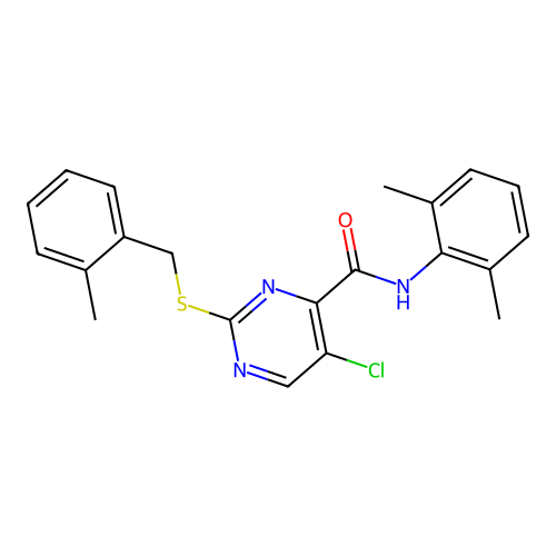 5-chloro-N-(2,6-dimethylphenyl)-2-[(2-methylbenzyl)sulfanyl]pyrimidine-4-carboxamide structure
