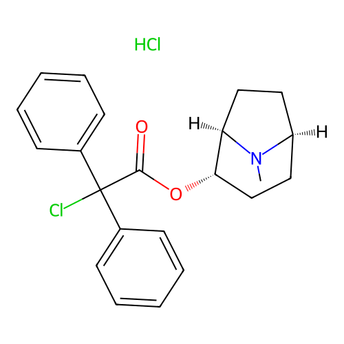 (+)-2-alpha-Tropanyl chlorodiphenylacetate hydrochloride structure