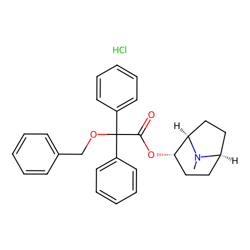 1-alpha-H,5-alpha-H-Tropan-2-alpha-ol, (benzyloxy)diphenylacetate (ester), (+)- structure