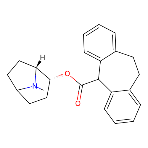 1-alpha-H,5-alpha-H-Tropan-2-beta-ol, 10,11-dihydro-5H-dibenzo(a,d)cycloheptene-5-carboxylate (ester), (-)- structure