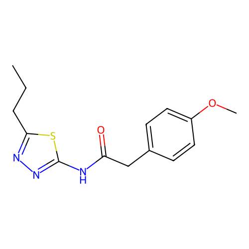 2-(4-methoxyphenyl)-N-(5-propyl-1,3,4-thiadiazol-2-yl)acetamide structure