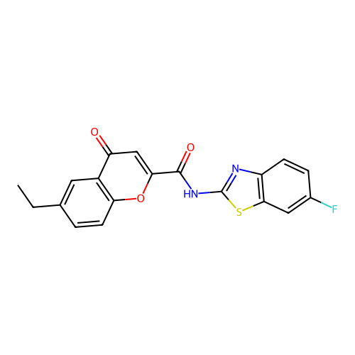 6-ethyl-N-[(2Z)-6-fluoro-1,3-benzothiazol-2(3H)-ylidene]-4-oxo-4H-chromene-2-carboxamide structure