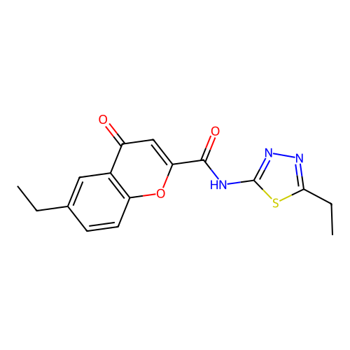 6-ethyl-N-(5-ethyl-1,3,4-thiadiazol-2-yl)-4-oxo-4H-chromene-2-carboxamide structure