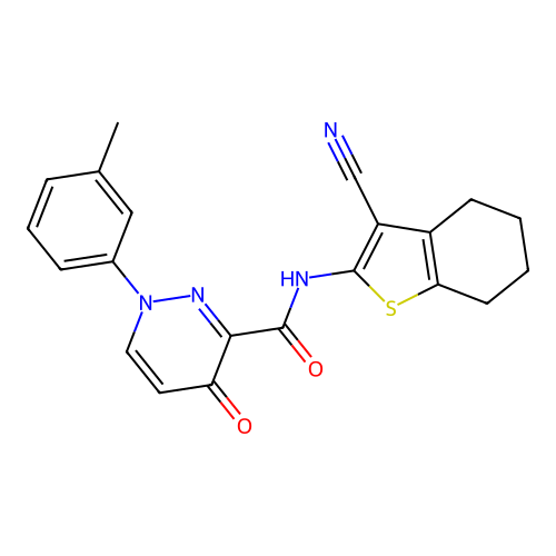 N-(3-cyano-4,5,6,7-tetrahydro-1-benzothiophen-2-yl)-1-(3-methylphenyl)-4-oxo-1,4-dihydropyridazine-3-carboxamide structure