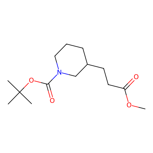 Methyl N-boc-3-piperidinepropionate structure