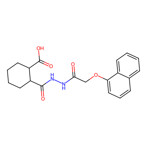 2-[[(2-Naphthalen-1-yloxyacetyl)amino]carbamoyl]cyclohexane-1-carboxylic acid structure