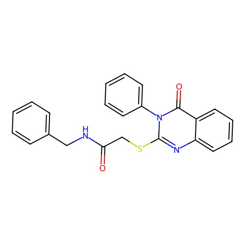 N-benzyl-2-[(4-oxo-3-phenyl-3,4-dihydroquinazolin-2-yl)sulfanyl]acetamide structure