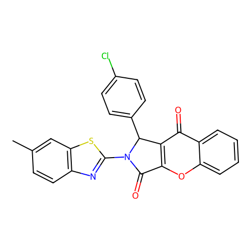 1-(4-chlorophenyl)-2-(6-methyl-1,3-benzothiazol-2-yl)-1,2-dihydrochromeno[2,3-c]pyrrole-3,9-dione structure