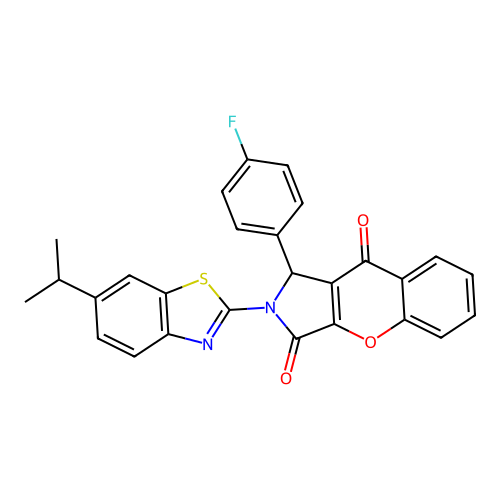 1-(4-fluorophenyl)-2-[6-(propan-2-yl)-1,3-benzothiazol-2-yl]-1,2-dihydrochromeno[2,3-c]pyrrole-3,9-dione structure