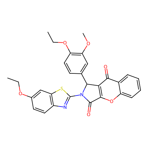 2-(6-ethoxy-1,3-benzothiazol-2-yl)-1-(4-ethoxy-3-methoxyphenyl)-1,2-dihydrochromeno[2,3-c]pyrrole-3,9-dione structure