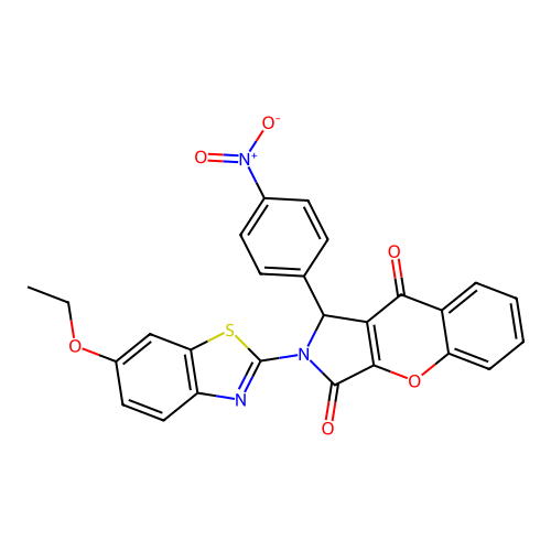 2-(6-ethoxybenzothiazol-2-yl)-1-(4-nitrophenyl)chromeno[2,3-c]3-pyrroline-3,9- dione structure