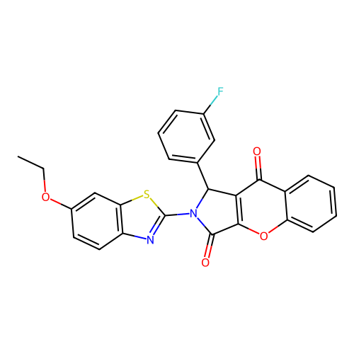 2-(6-ethoxy-1,3-benzothiazol-2-yl)-1-(3-fluorophenyl)-1,2-dihydrochromeno[2,3-c]pyrrole-3,9-dione structure