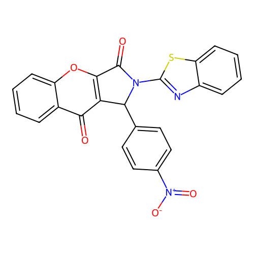 2-(1,3-benzothiazol-2-yl)-1-(4-nitrophenyl)-1,2-dihydrochromeno[2,3-c]pyrrole-3,9-dione structure