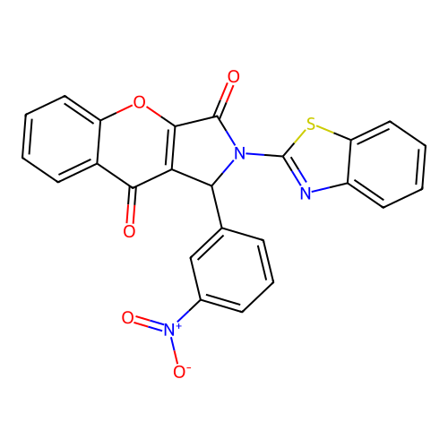 2-(1,3-benzothiazol-2-yl)-1-(3-nitrophenyl)-1,2-dihydrochromeno[2,3-c]pyrrole-3,9-dione structure