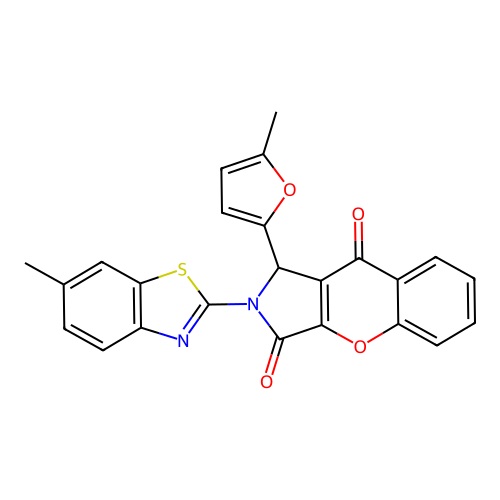 2-(6-methyl-1,3-benzothiazol-2-yl)-1-(5-methylfuran-2-yl)-1,2-dihydrochromeno[2,3-c]pyrrole-3,9-dione structure