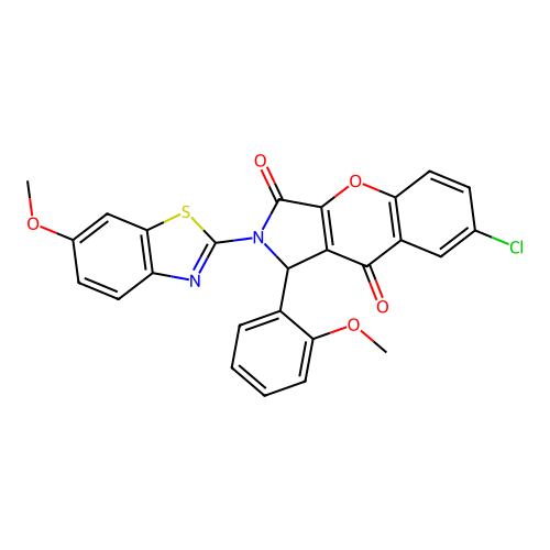 7-chloro-2-(6-methoxy-1,3-benzothiazol-2-yl)-1-(2-methoxyphenyl)-1,2-dihydrochromeno[2,3-c]pyrrole-3,9-dione structure
