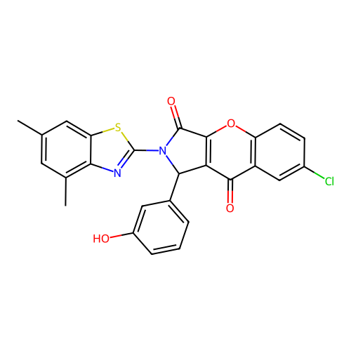 7-chloro-2-(4,6-dimethyl-1,3-benzothiazol-2-yl)-1-(3-hydroxyphenyl)-1,2-dihydrochromeno[2,3-c]pyrrole-3,9-dione structure