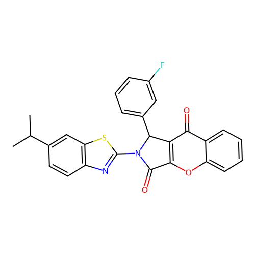 1-(3-fluorophenyl)-2-[6-(propan-2-yl)-1,3-benzothiazol-2-yl]-1,2-dihydrochromeno[2,3-c]pyrrole-3,9-dione structure