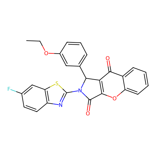 1-(3-ethoxyphenyl)-2-(6-fluoro-1,3-benzothiazol-2-yl)-1,2-dihydrochromeno[2,3-c]pyrrole-3,9-dione structure