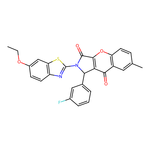 2-(6-ethoxy-1,3-benzothiazol-2-yl)-1-(3-fluorophenyl)-7-methyl-1,2-dihydrochromeno[2,3-c]pyrrole-3,9-dione structure