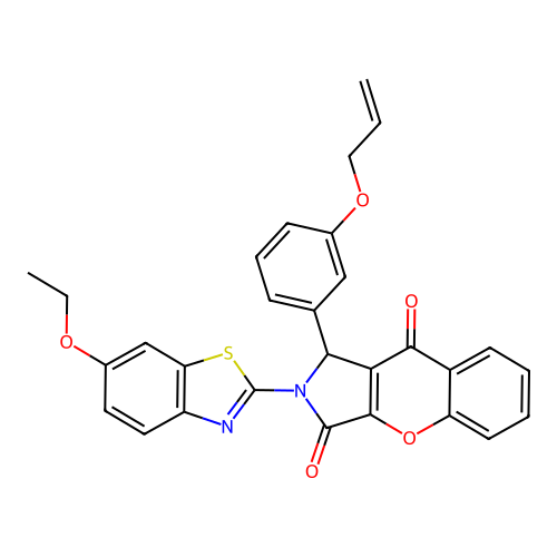2-(6-ethoxy-1,3-benzothiazol-2-yl)-1-[3-(prop-2-en-1-yloxy)phenyl]-1,2-dihydrochromeno[2,3-c]pyrrole-3,9-dione structure