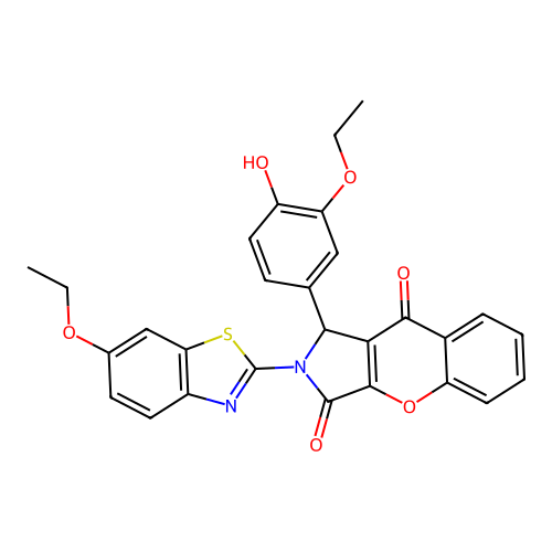 2-(6-ethoxy-1,3-benzothiazol-2-yl)-1-(3-ethoxy-4-hydroxyphenyl)-1,2-dihydrochromeno[2,3-c]pyrrole-3,9-dione structure